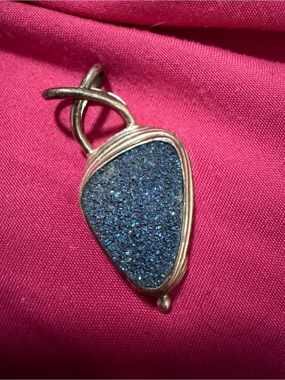 Sterling Silver Blue Druzy Pendant Necklace